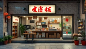 tg账号购买信息的年轻消费者在充满科技气息的商店中深思熟虑。