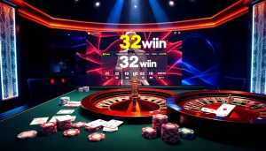 Experience real-time betting at https://32win.capital/ with vibrant casino visuals, including cards and roulette.