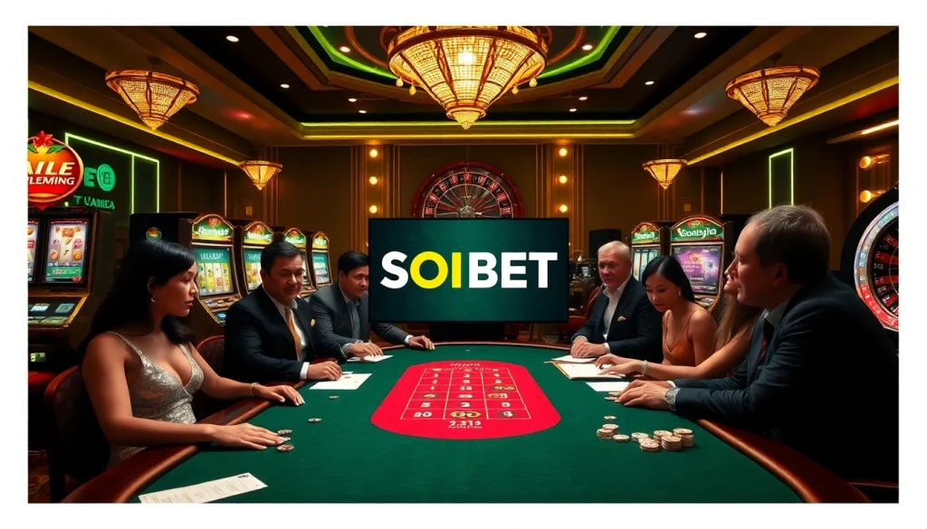 Experience the excitement at https://soibet.black/ with a high-stakes poker game showcasing chips and dynamic players.