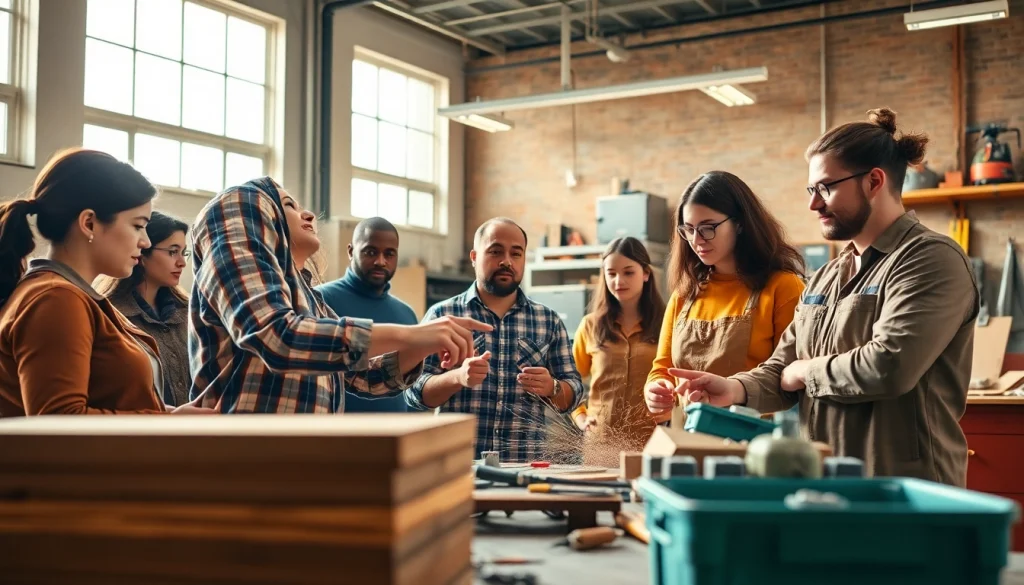 Engaged students at a Trade School Tennessee workshop, gaining hands-on skills with an instructor.