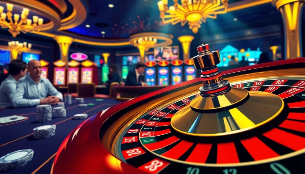 Experience the excitement of gambling at https://rr88csn.com/ with a vibrant casino scene featuring roulette and poker.