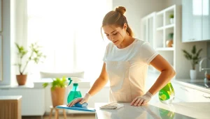 Experience exceptional cleaning service with a devoted professional making spaces shine in a bright home environment.