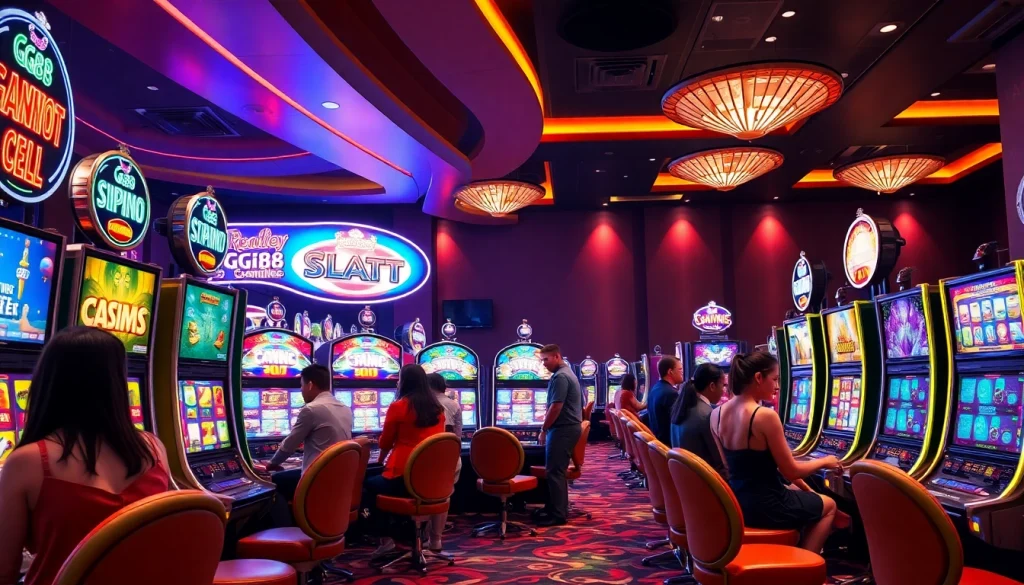 Engage in the thrilling experience of GG88 SLOT with vibrant slot machines and a luxurious casino atmosphere.