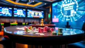 Bongdalu enhances the thrill of gambling with a vibrant casino scene showcasing live sports betting and poker.