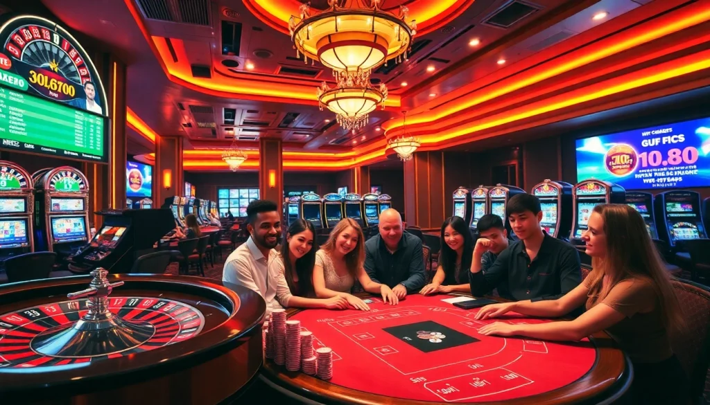 Gambling scene at https://jun88buzz.info/ showcasing engaged players and vibrant casino elements.