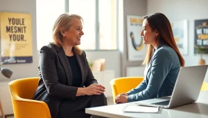 Engaging session with a Career Coach near me in a modern office environment.