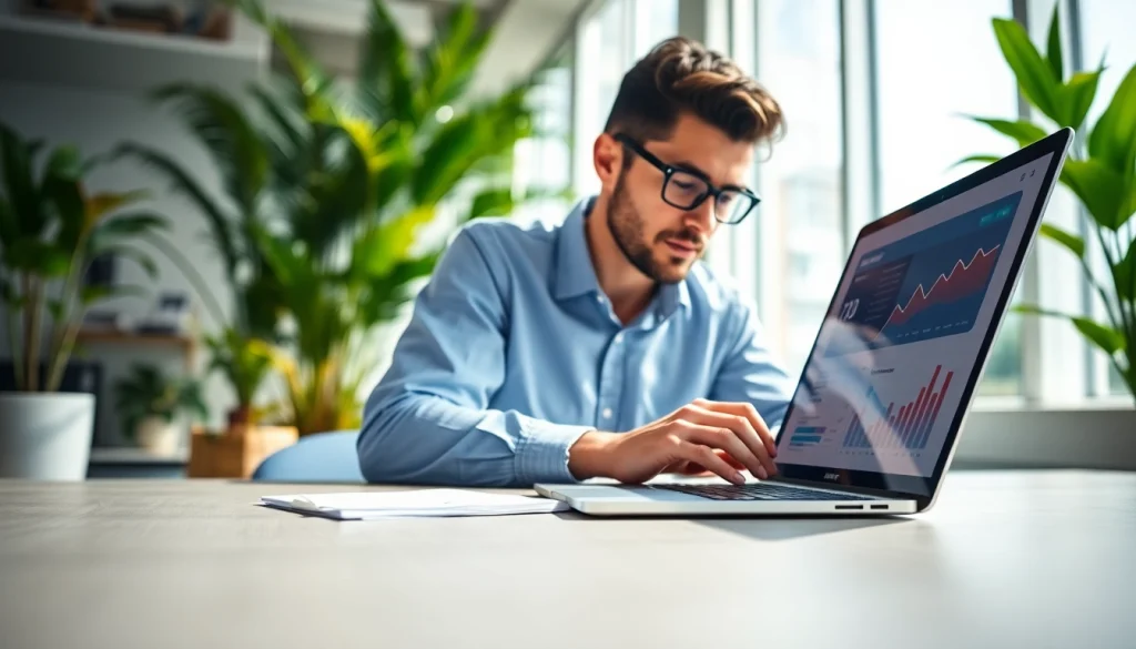 Analyze SEO data and trends with a digital marketing expert in a bright office.