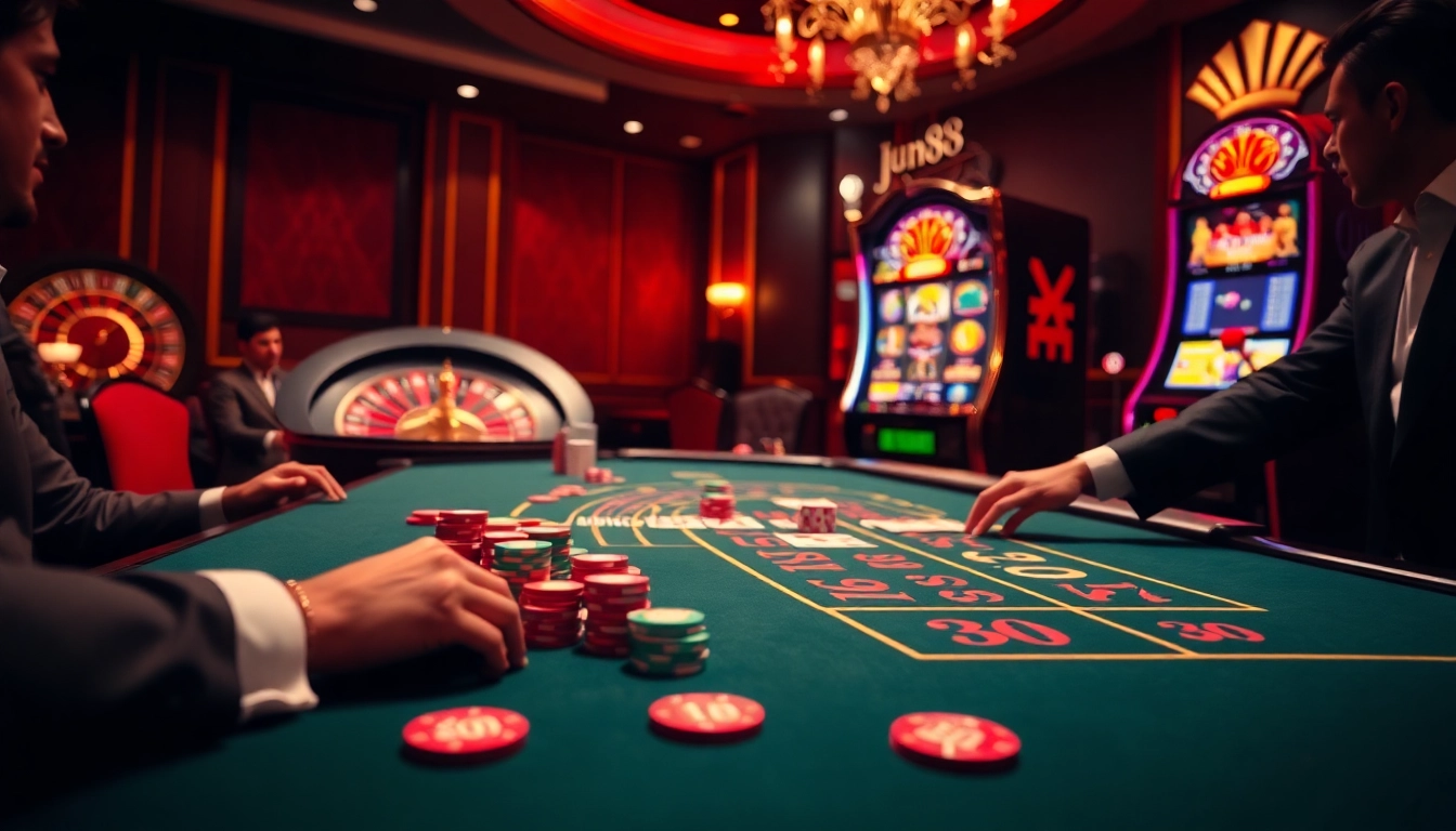 Experience excitement at Jun88 with baccarat and thrilling casino action.