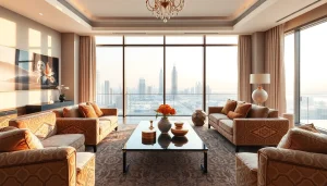 Experience luxurious interior design dubai with a beautifully crafted living room featuring elegant decor.