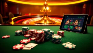 Experience wining actions at 9bet with vibrant poker chips and cards on a luxury casino table.