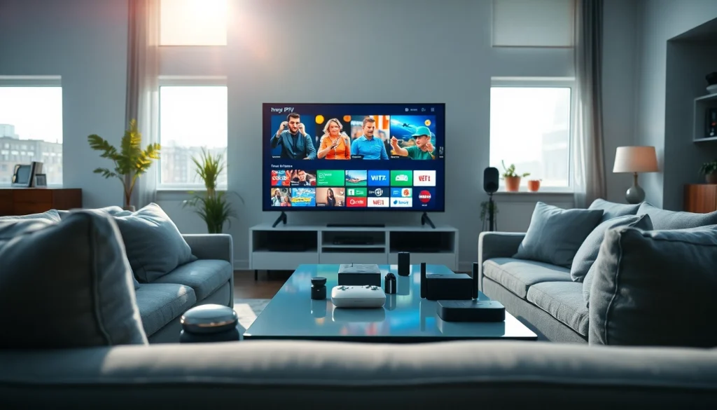 Découvrez la technologie avancée sur smartmetal-fontainebleau.fr avec un salon moderne et une configuration IPTV.