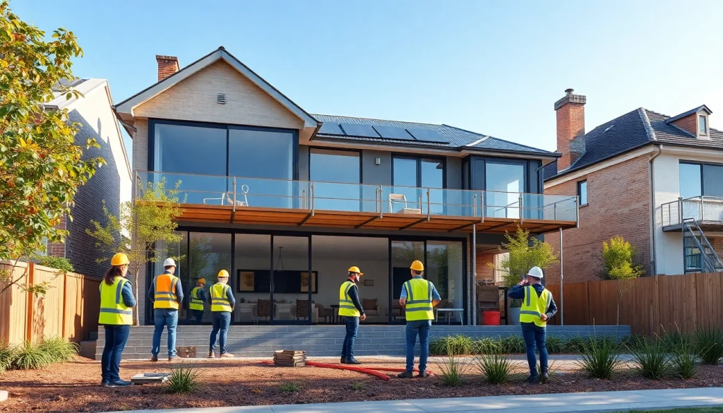 House extension construction showcasing modern design and active builders in Melbourne.