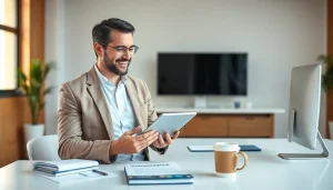 Assurer Voiture En Ligne, consultant digital aidant un client avec une tablette pour choisir une assurance