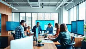 Collaborative team working on https://orbitnix.com website design in a modern office.