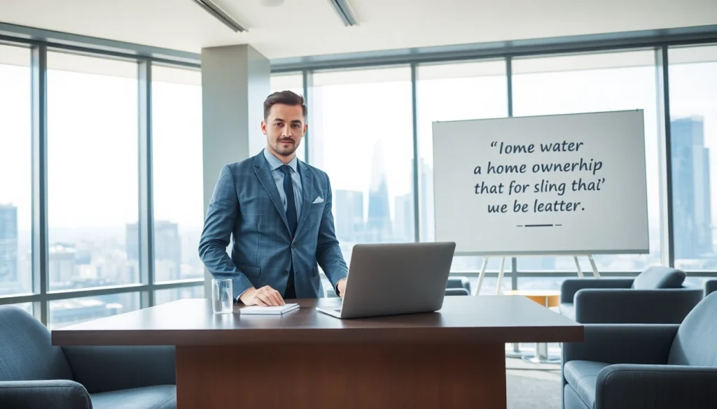 Promote real estate services with a professional agent in an inviting office.