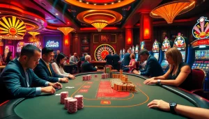 Engaged players enjoy games at a vibrant casino, highlighting excitement and link 188bet.