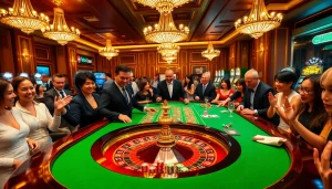 Players enjoying a thrilling game at Hi 88 casino with roulette and lively ambiance.