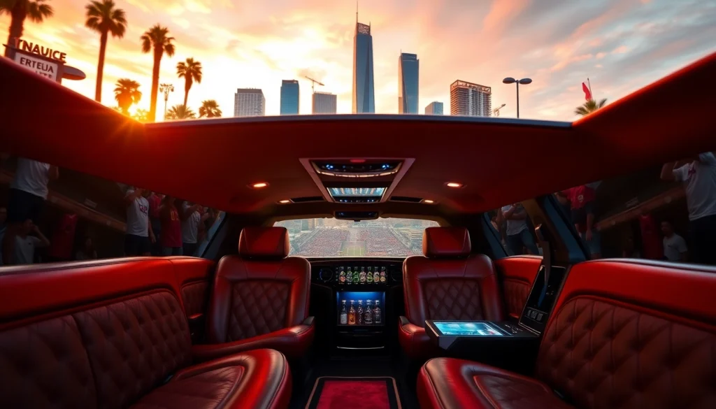 World Cup Group Transportation in a luxurious limousine surrounded by lively LA fans.
