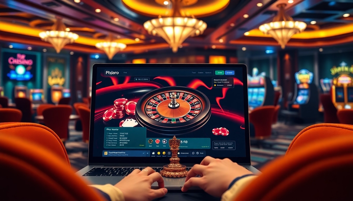 Play your favorite games at Phlaro with vibrant casino visuals showcasing roulette and slots.