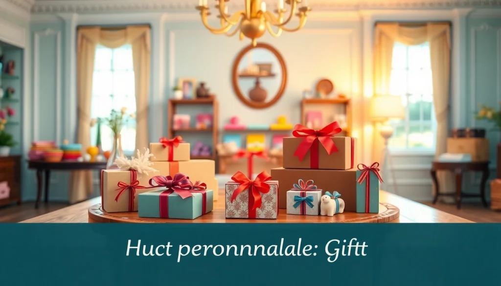Showcase unique personalized gifts from https://trevia.com in an inviting, elegantly decorated setting.