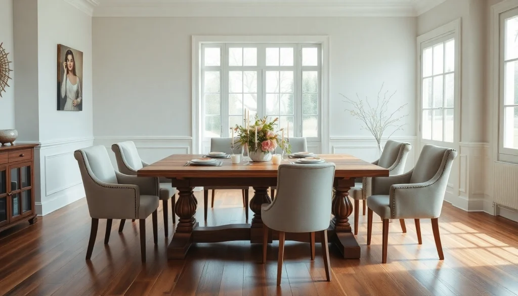 Showcasing a stylish dining table set in a cozy dining room filled with natural light.