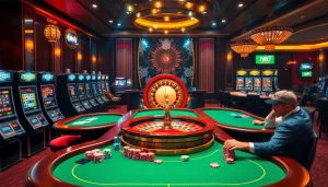 Players engaging in thrilling card games and slot machines at 789BET casino.