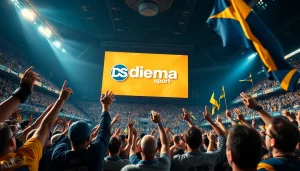 Watch Diema Sport online free at a lively sports event with excited fans celebrating.