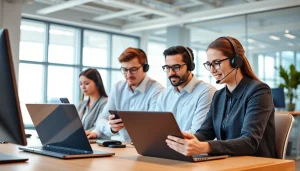 Atera login troubleshooting with technicians collaborating in a bright office space.