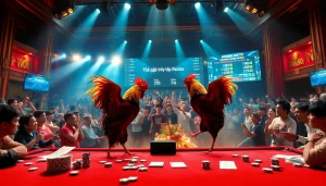 Experience the excitement of đá gà trực tiếp thomo in a luxurious casino environment with live betting.