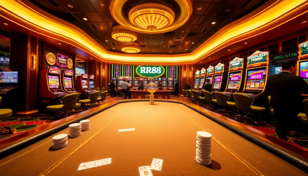 Experience the excitement of RR88 with professional gambling action at a lively casino table.