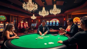 Players enjoying high-stakes poker at 789p's luxurious casino, capturing the essence of excitement and expertise.