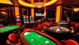 Exciting gaming scene highlighting 166bet App features with luxurious casino elements.