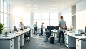 Transform your space with Office Cleaning Services Dubai, showcasing a professional team in action.
