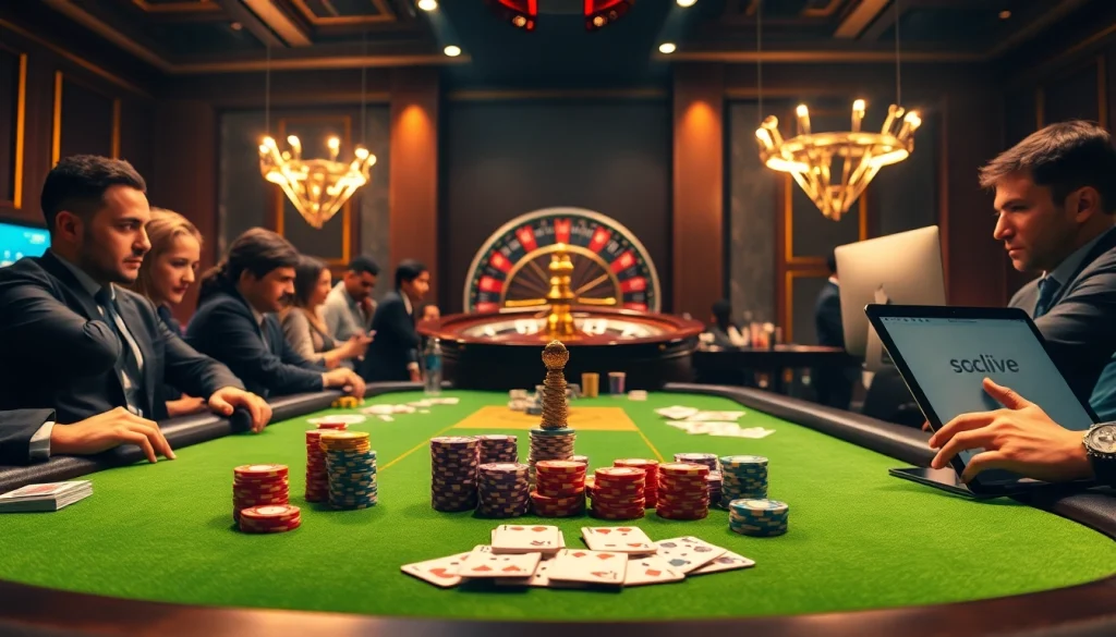 Experience the excitement of socolive with high-stakes poker surrounded by vibrant casino action.