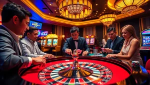 Experience thrilling gameplay at Vào lưới TV's vibrant casino scene with roulette and poker excitement.