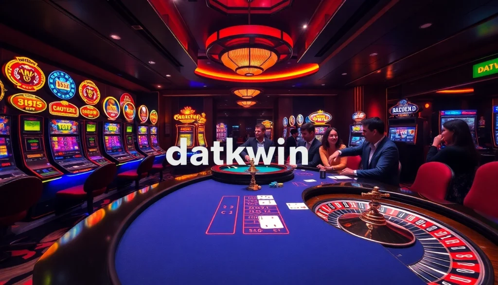 Pemain yang terlibat menikmati permainan taruhan tinggi di kasino mewah, menampilkan elemen Datukwin.