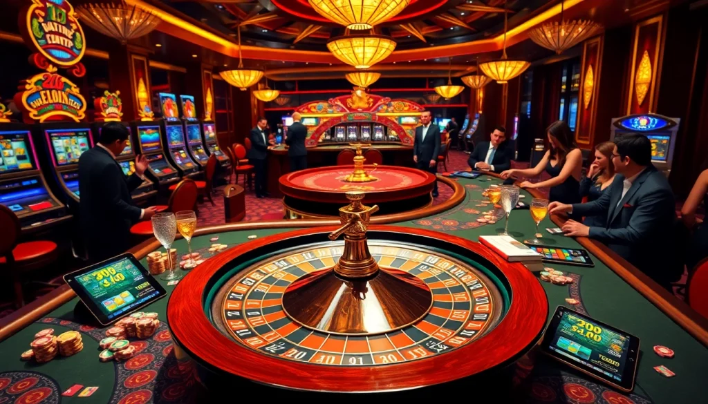 Players placing bets at a luxurious casino table, experiencing the excitement of TK88 betting strategies.
