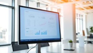 Explore dynamic software interface features of 1cplatform in a modern office.