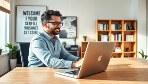 Business coach near me providing guidance in a bright, inviting office environment.