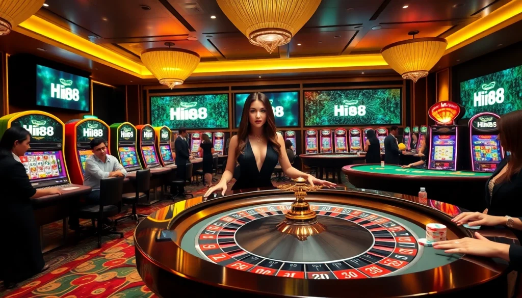 Hi88 casino scene with lively games and exciting betting action.