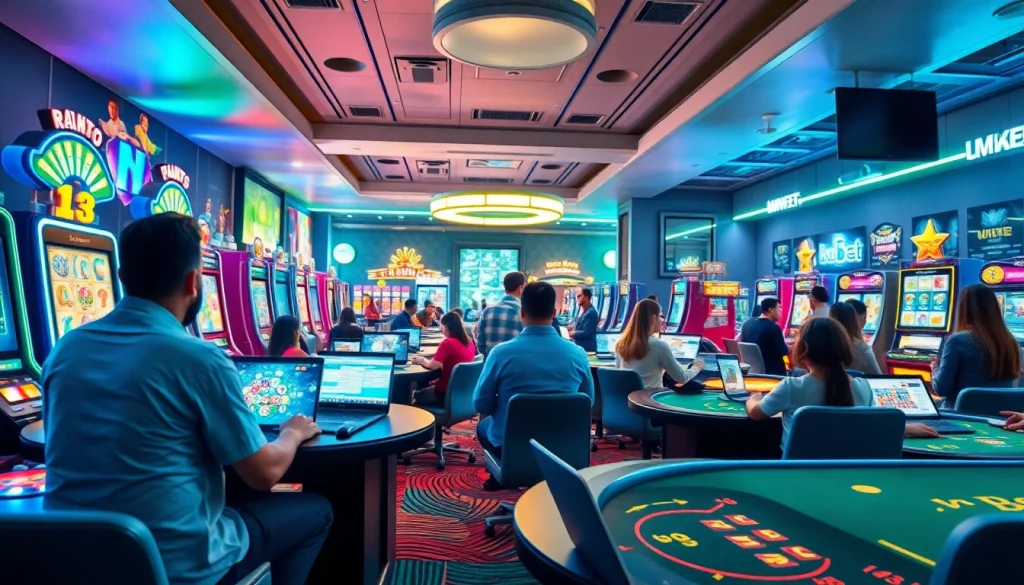 Kubet online casino vibrant scene with players engaging in digital gaming activities.