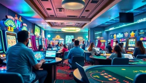 Kubet online casino vibrant scene with players engaging in digital gaming activities.