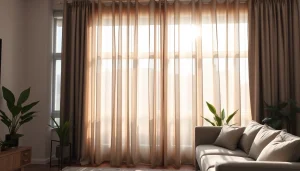 Verduisterende gordijnen blokkeerend licht in een moderne woonkamer voor een gezellige sfeer.