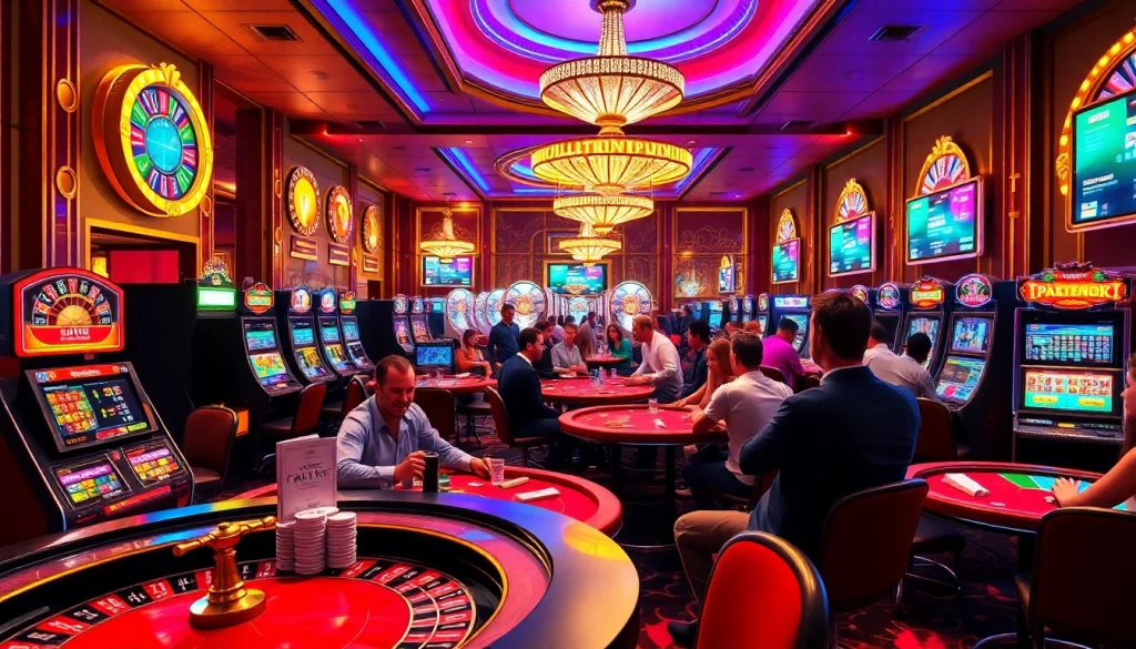 Experience the thrill of betting at Vaoluoitv with engaging poker tables and vibrant slot machines.