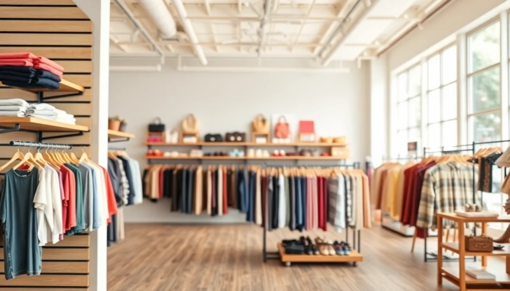 Showcase of a panel slat wall displaying stylish merchandise in a modern retail store.