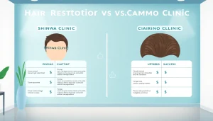 Comparison of Shinwa Clinic and Camino Clinic regarding pricing, methods, and success rates.