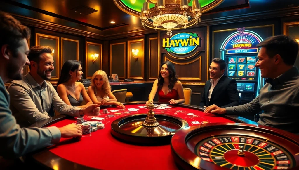 Players enjoying a thrilling Baccarat game at Haywin casino, celebrating a big win.