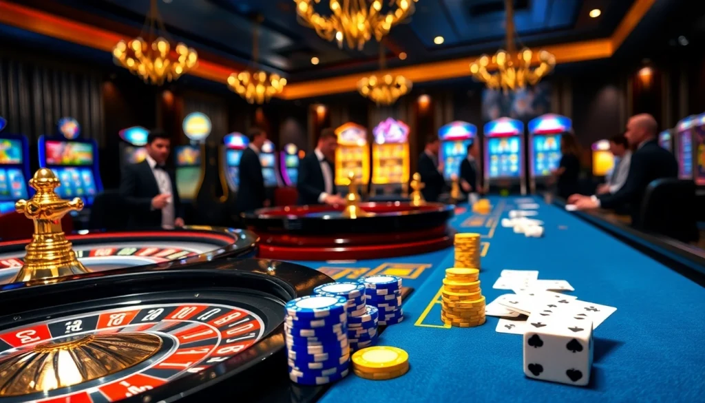 Players enjoying a thrilling casino game experience at rikvip with vibrant tables and professional dealers.