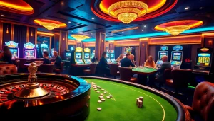 Gambling excitement at PS 99 with roulette, poker chips, and animated slot machines.