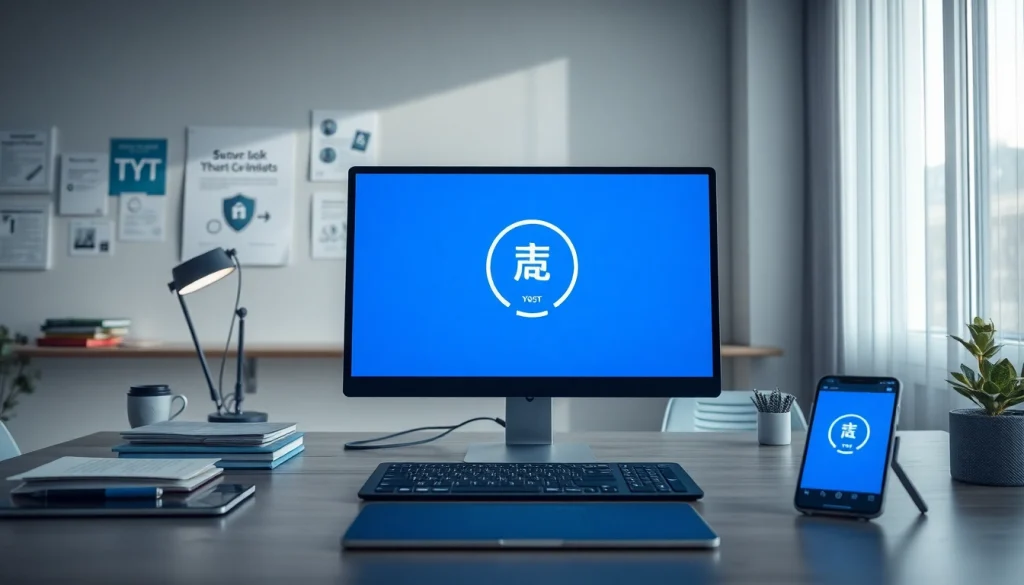 快连下载 interface displayed on a modern laptop in a professional workspace.